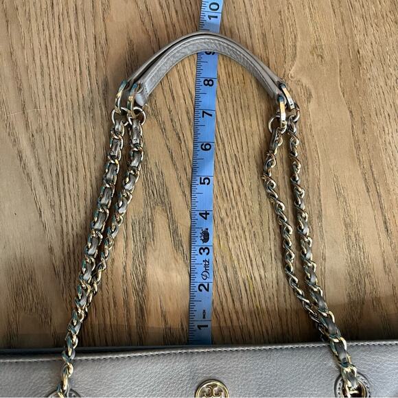 Tory Burch Embossed Leather Bryant East West Tote Gray Shoulder Bag Le Fleur - Picture 14 of 15